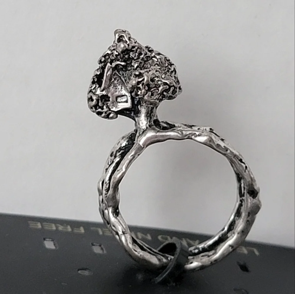 Tree House Statement Ring Silver Tone
